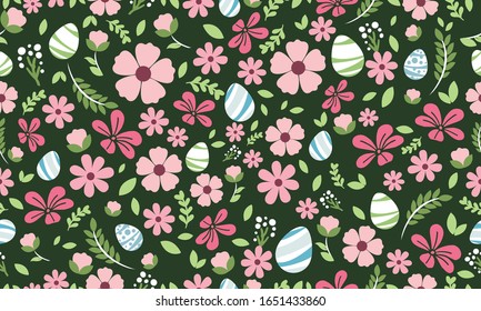 Vintage Easter egg design, with leaf and floral pattern background design.