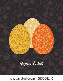 Vintage easter egg design set. Happy Easter illustration for greeting card, poster, banner.
