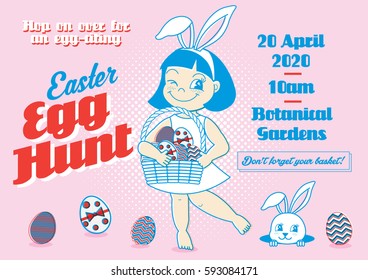 vintage easter egg hunt poster template vector/illustration