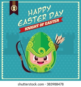 Vintage Easter Egg poster design with knight character