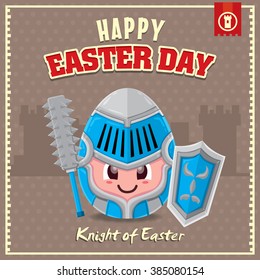 Vintage Easter Egg poster design with knight character