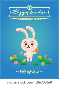 Vintage Easter Egg poster design with Easter bunny