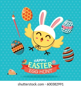 Vintage Easter Egg poster design with chicken