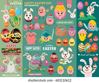Vintage Easter Egg poster design with Easter elements