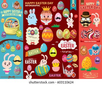 Vintage Easter Egg poster design with Easter elements