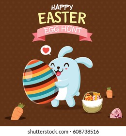 Vintage Easter Egg poster design with Easter rabbit