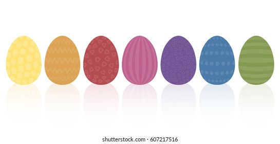Vintage easter eggs - discreet muted earthly colors and different old fashioned simple patterns. Isolated vector illustration on white background.