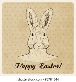 Vintage Easter greeting card with bunny