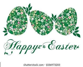 Vintage Easter Greeting Card with egg. Vector illustration for your spring happy holiday design.