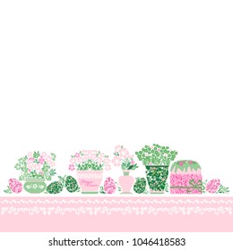 Vintage Easter Greeting Card with egg and castitch with space for text. Vector illustration for your spring happy holiday design.