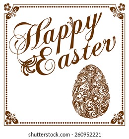 Vintage Easter Greeting Card with egg. Vector illustration for your spring happy holiday design. 