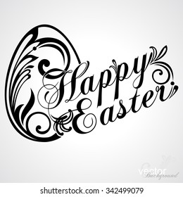 Vintage Easter Greeting Card with egg. Vector illustration for your spring happy holiday design.