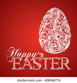 Vintage Easter Greeting Card with egg. Vector illustration for your spring happy holiday design.