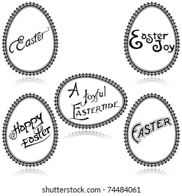Vintage Easter holiday wishes isolated on white. Vector