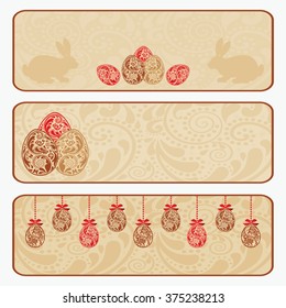  Vintage Easter horizontal banner set.