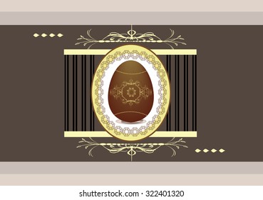 Vintage easter invitation card with ornate elegant abstract floral design