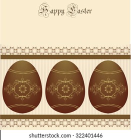 Vintage easter invitation card with ornate elegant abstract floral design