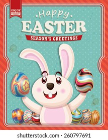 Vintage Easter poster design with bunny