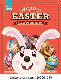 Vintage Easter poster design with bunny