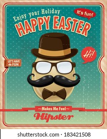 Vintage Easter poster design hipster style