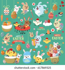 Vintage Easter poster design set