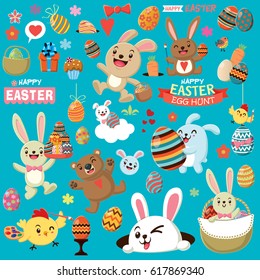 Vintage Easter poster design set