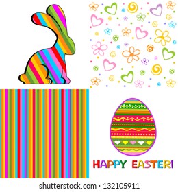 Vintage Easter Set. Collection of design elements isolated on White background.   Vector illustration