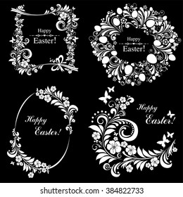 Vintage Easter Set. Collection of design elements. Vector illustration
