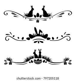 
Vintage Easter vector set. Collection of design elements isolated on white background. Illustration can used for banners, cards, letters and other