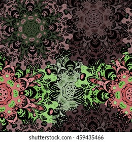 Vintage eastern seamless pattern. Indian, arabic, ottoman, turkish, japanese, chinese floral motif for background or front-side. Oriental ornament for wrapping or textile.