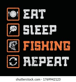 vintage eat sleep fishing repeat t-shirt retro design illustration