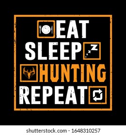 vintage eat sleep hunting repeat t-shirt design template