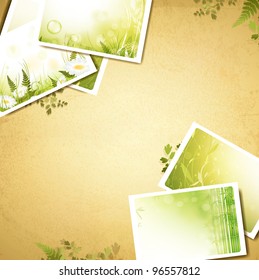 Vintage eco background with nature photos