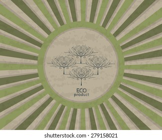 Vintage eco green poster label of healthy organic natural farm fresh food