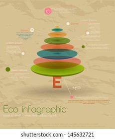 Vintage eco infographic with fir-tree. Vector illustration EPS10