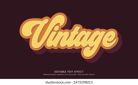 Plantilla de efecto de texto 3d editable vintage tipografía en negrita y estilo abstracto bebidas logo y marca