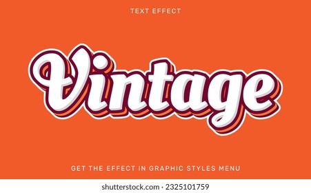 Vintage editable text effect in 3d style. Text emblem for advertising, branding and business logo