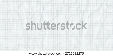 Vintage education background with notebook paper and square graph grid. Crumpled white paper texture. Clean vector bg illustration for school or collage.