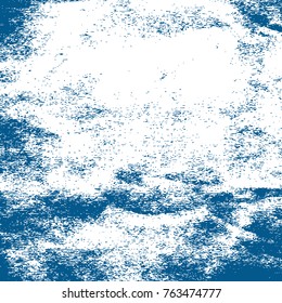 vintage effect with noise and grain. blue watercolor paint brush splashes. blue and white background pattern for design. azure grunge texture template. blue dust. abstract illustration eps10