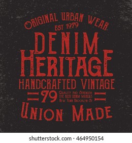 vintage effected typo tee print design