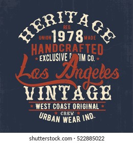 vintage effected vector design with typo for tee print