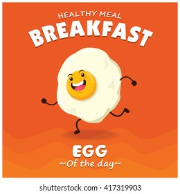 Vintage Egg Poster Design With Vector Egg Character. 