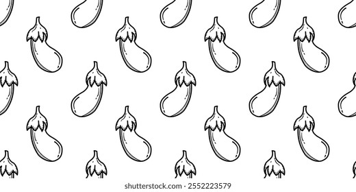 vintage eggplant pattern background. eggplant doodle seamless pattern background. eggplant vintage illustration for background.