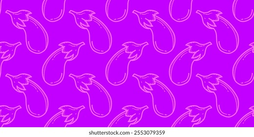 vintage eggplant pattern background. eggplant doodle seamless pattern background. eggplant vintage illustration for background.