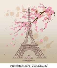 vintage eiffel tower design background vector