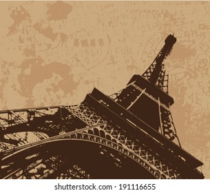 Vintage Eiffel tower vector card