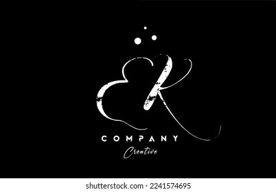 vintage EK alphabet letter logo icon combination design with dots. Creative hand written template for company and business