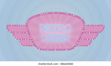Vintage electric billboard with bright lights and space for your text. EPS10 vector illustration, template