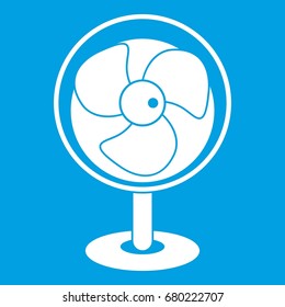 Vintage electric fan icon white isolated on blue background vector illustration