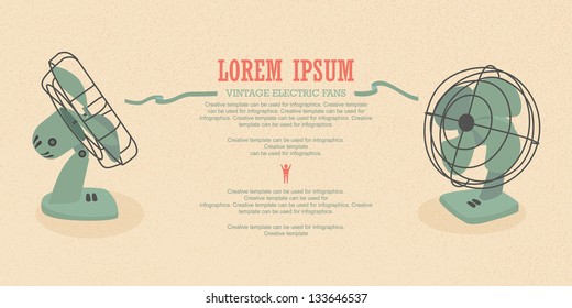 Vintage electric fan with template infographics, illustration by vector design.
